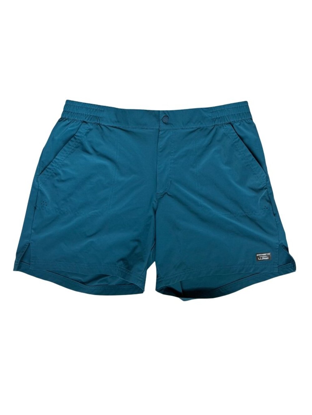 L.L.Bean Shorts Women Size 14 Teal Blue Stretch UPF 50" Board Short 6” Mid Rise